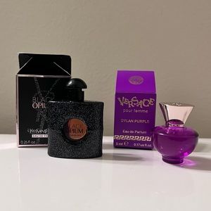 SOLD Versace Dylan Purple & YSL Black Opium Mini Perfume Bundle NEW